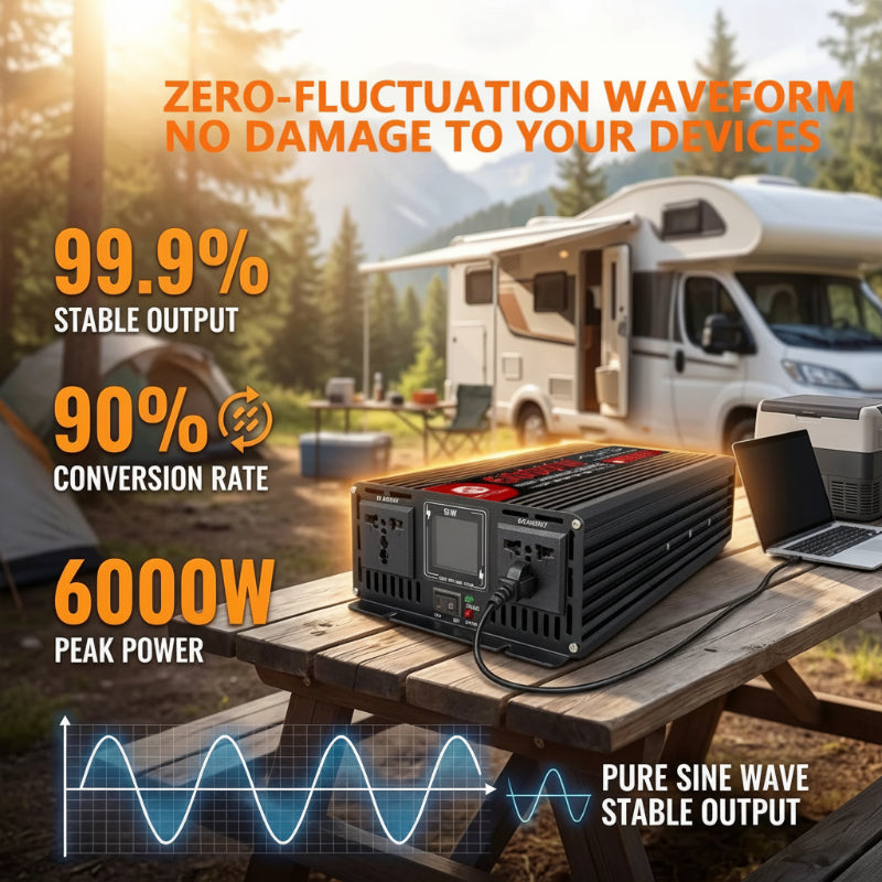 Heavy duty pure sine wave inverter with LCD