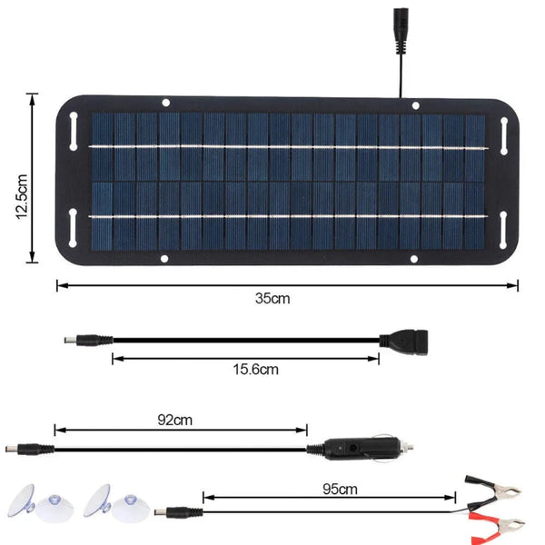 Solar Panel 30W Trickle Charger, 12V Battery Maintainer for Car RV Boat with USB