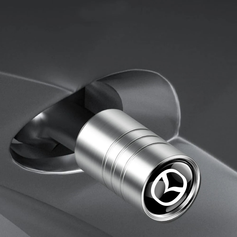 Frosted metal tire valve caps for Mazda