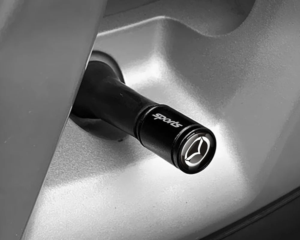 Frosted metal tire valve caps for Mazda